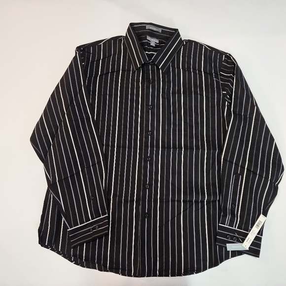 Apt. 9 Other - NWT APT 9 Mens sz XXL LONG SLEEVE Shirt Casual Button Down BLACK STRIPED
